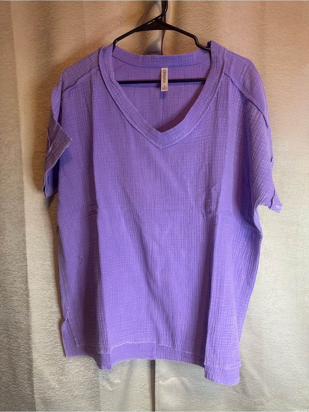 Zenana Outfitters Lavender V-Neck Short Sleeve Tee